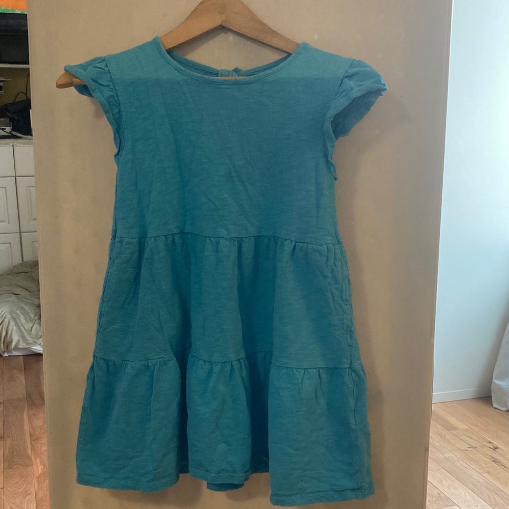 Cat & Jack Teal Tiered Cap-Sleeve Dress